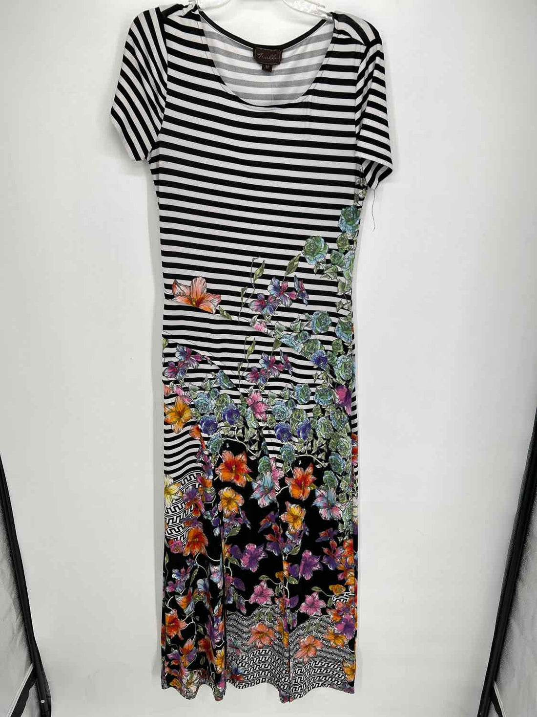 Trulli Size M Black & White Striped & Floral Maxi