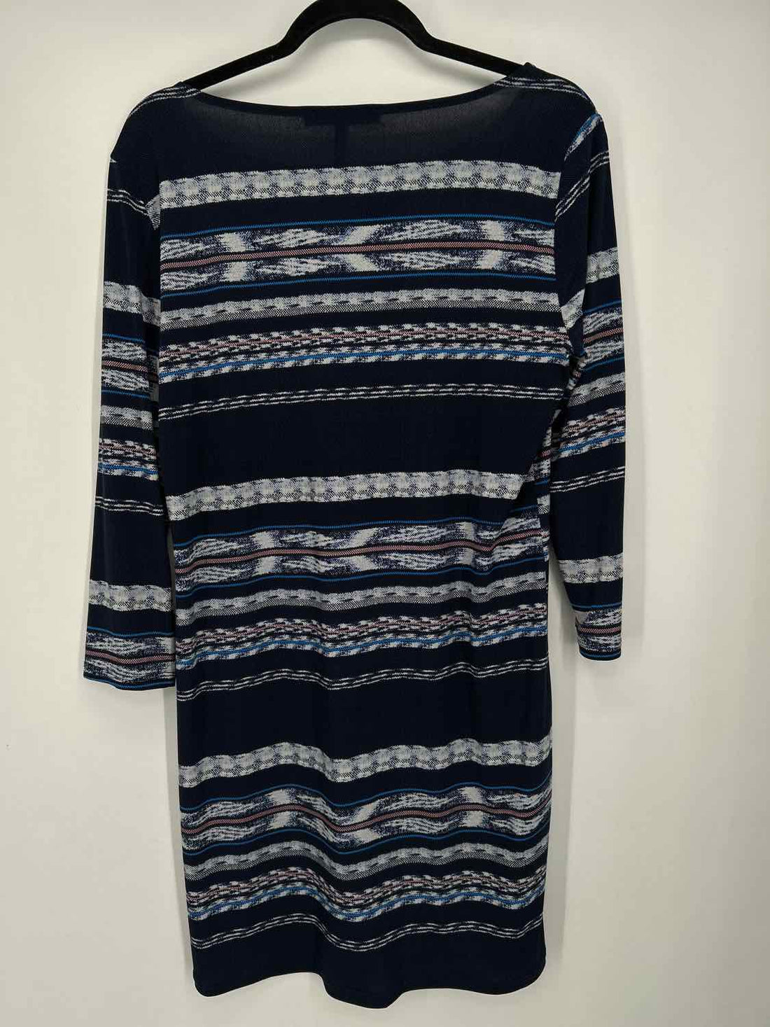 BCBGMaxazria Size M Navy Striped Long Sleeve Dress