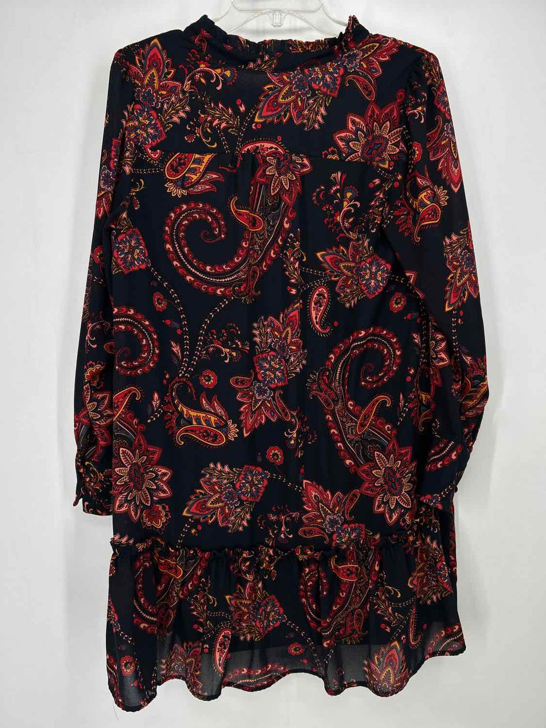 Loft Size M Navy & Red Floral Long Sleeve Dress