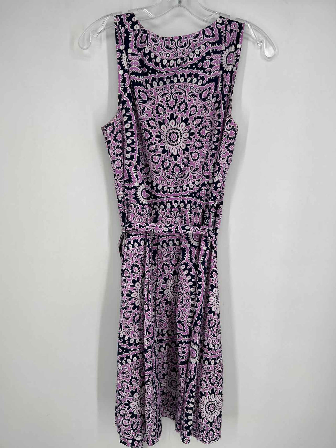 Talbots Size 12P Navy & Purple Print Sleeveless Dress