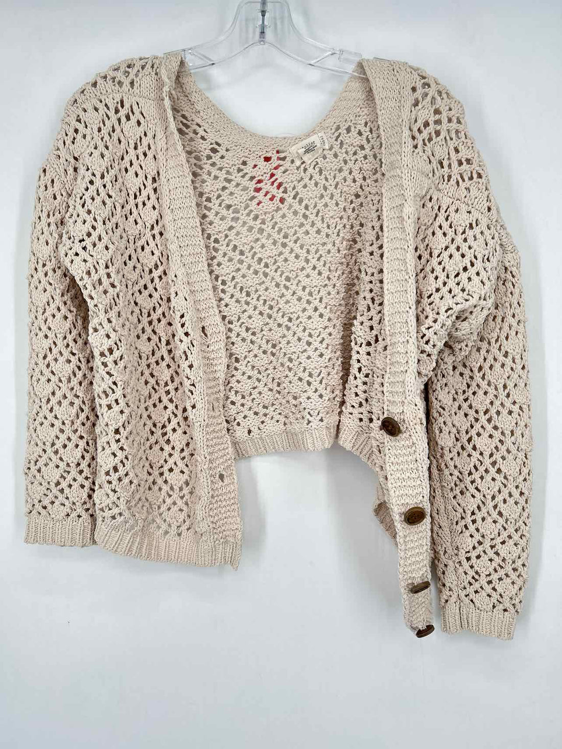 Artelier Nicole Miller Size M Cream Open Knit Cardigan