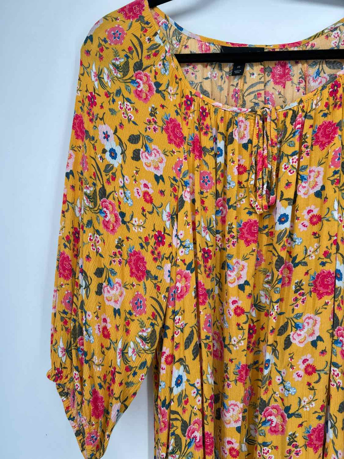 Lane Bryant Size 22 Yellow Floral LS Top/Blouse