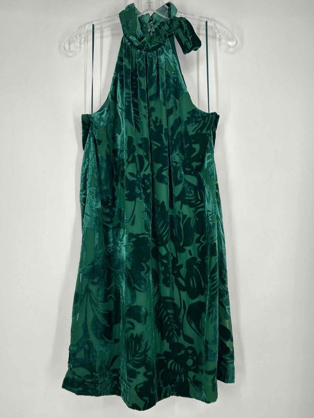 Trina by Trina Turk Size M Green Velvet Burn Out Sleeveless Dress