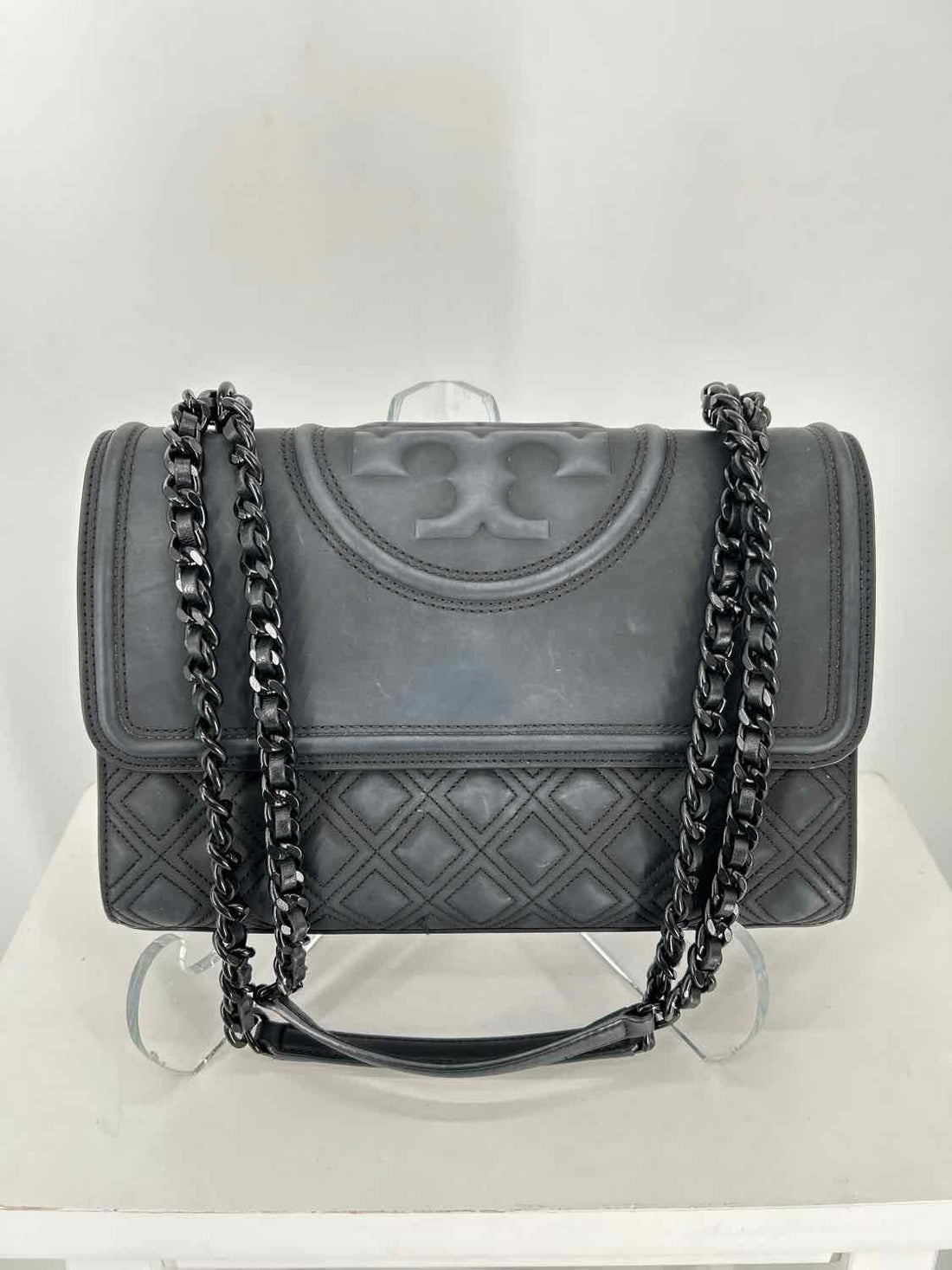 Tory Burch Black Pebbled Leather Pre Owned Crossbody