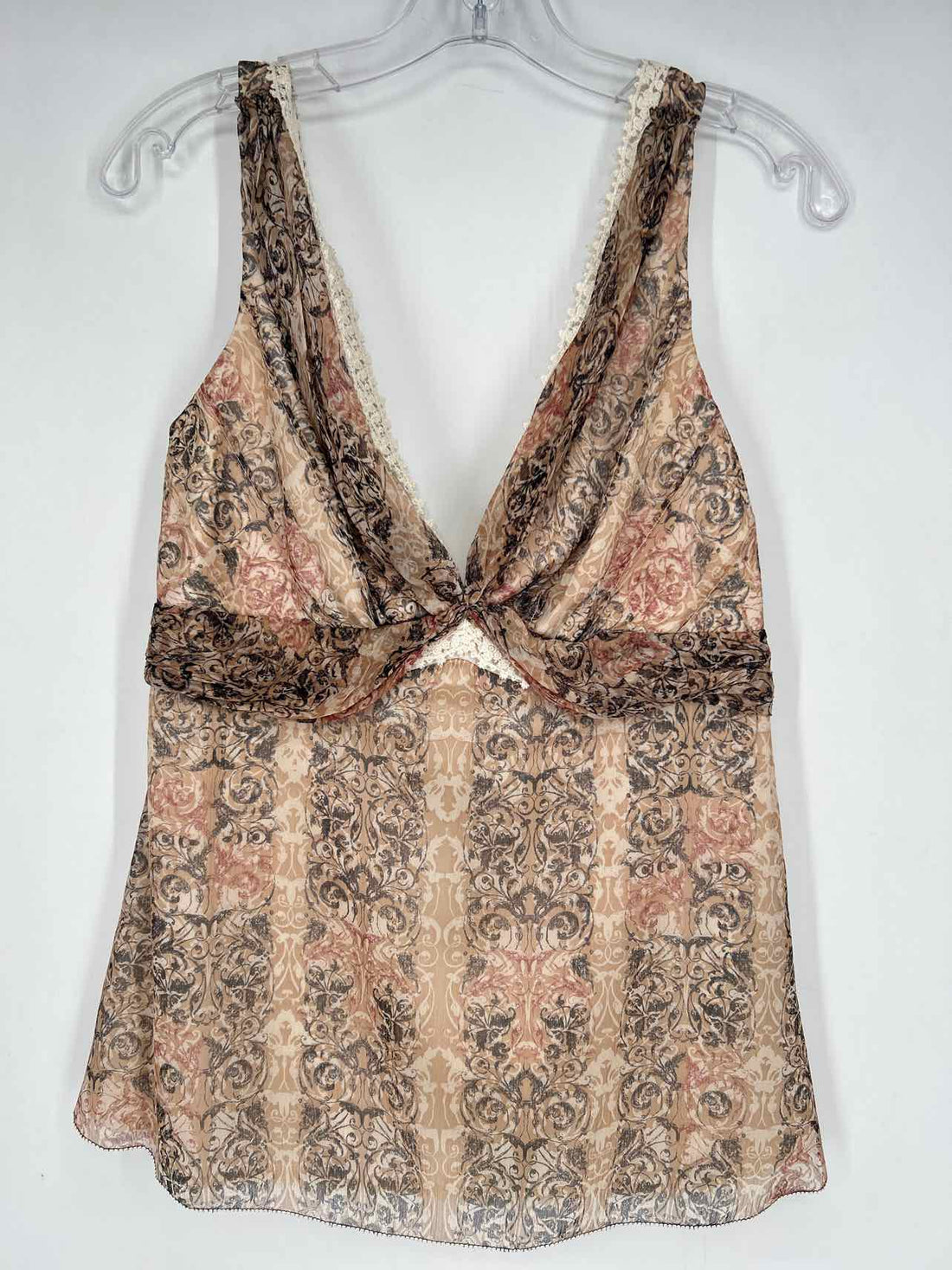 Tahari Size M Cream Print Silk NWT Sleeveless