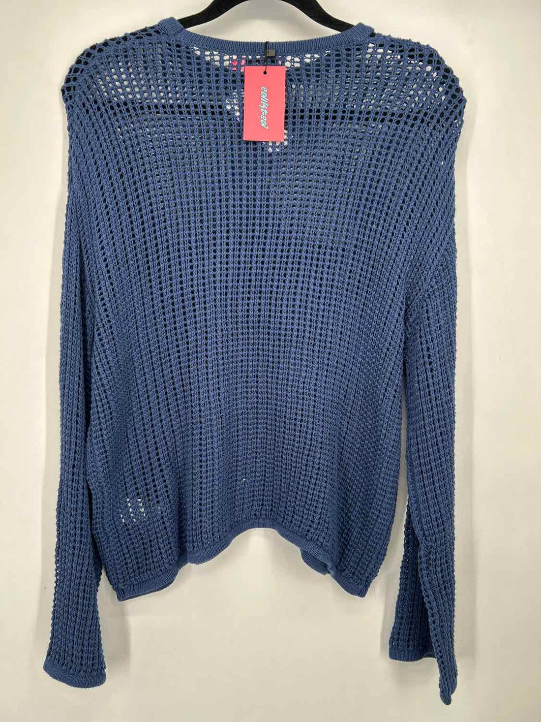 Edikted Size S Navy Open Knit Sweatshirt