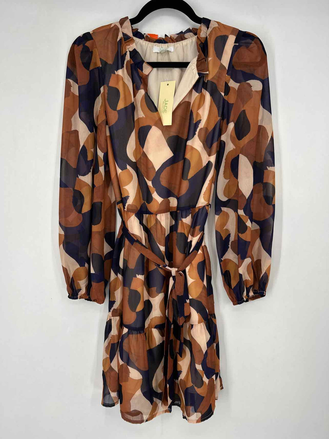 Jade Size S Navy & Beige Print NWT Dress