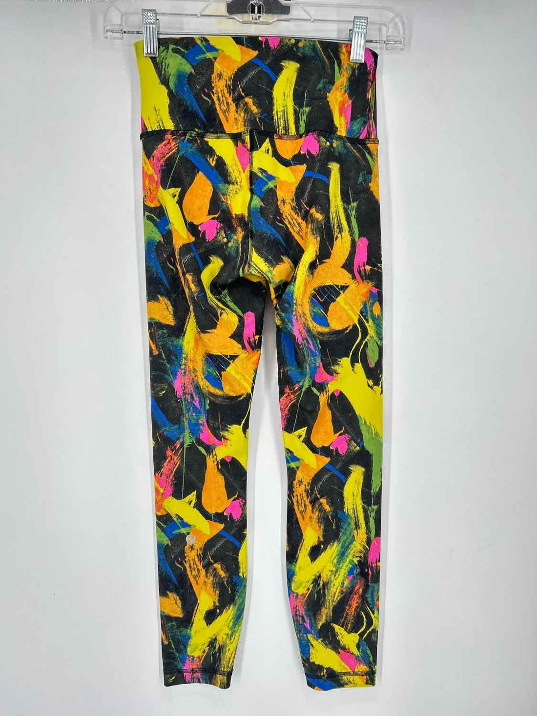 Lululemon Size 4 Yellow & Black Print Active Leggings