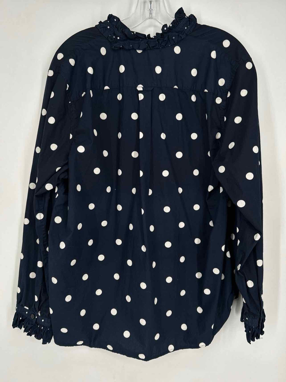 J Crew Size 8 Navy Polkadot Long Sleeve