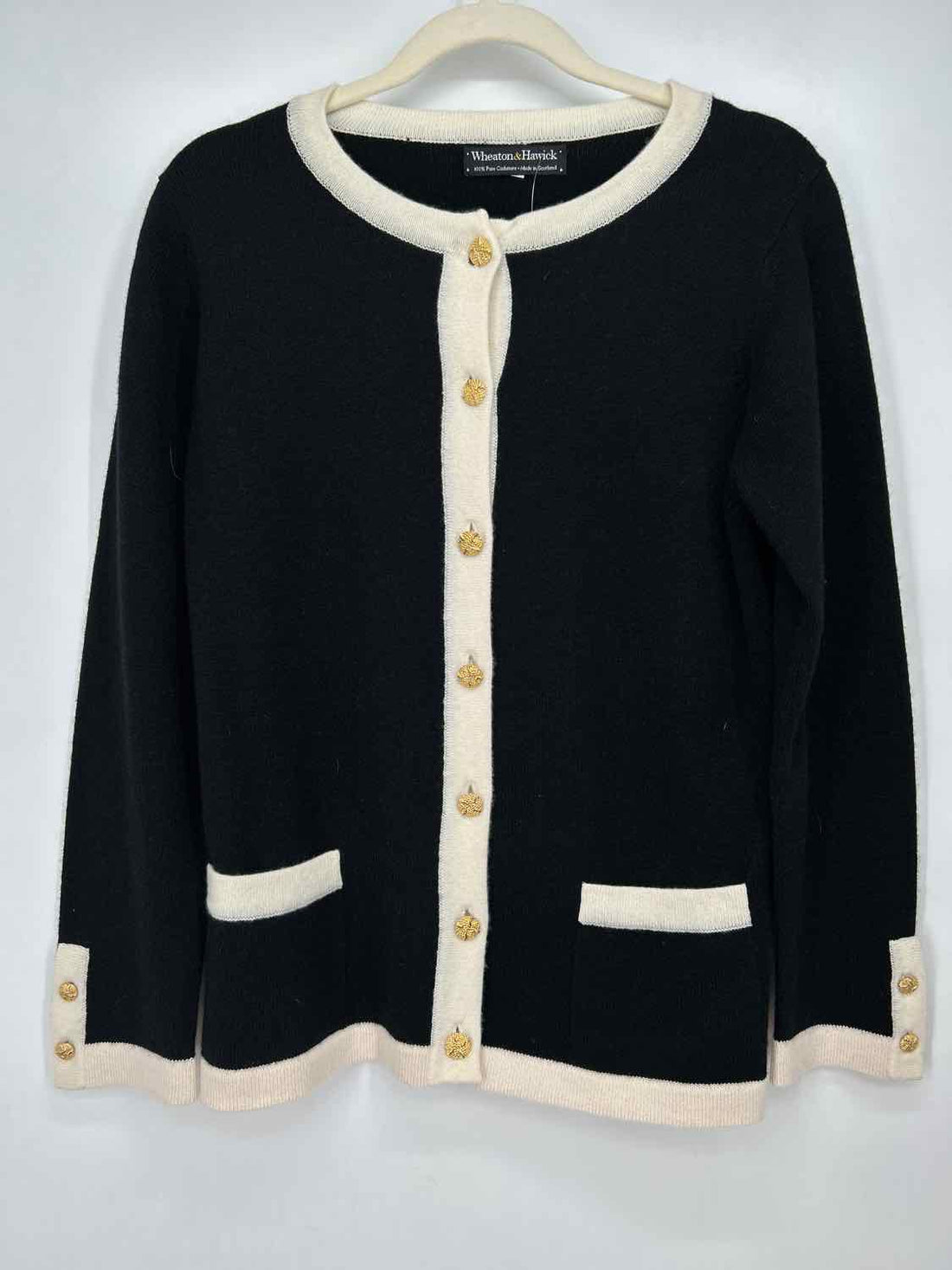 Wheaton & Hawick Size XS Black & White Cashmere Cardigan