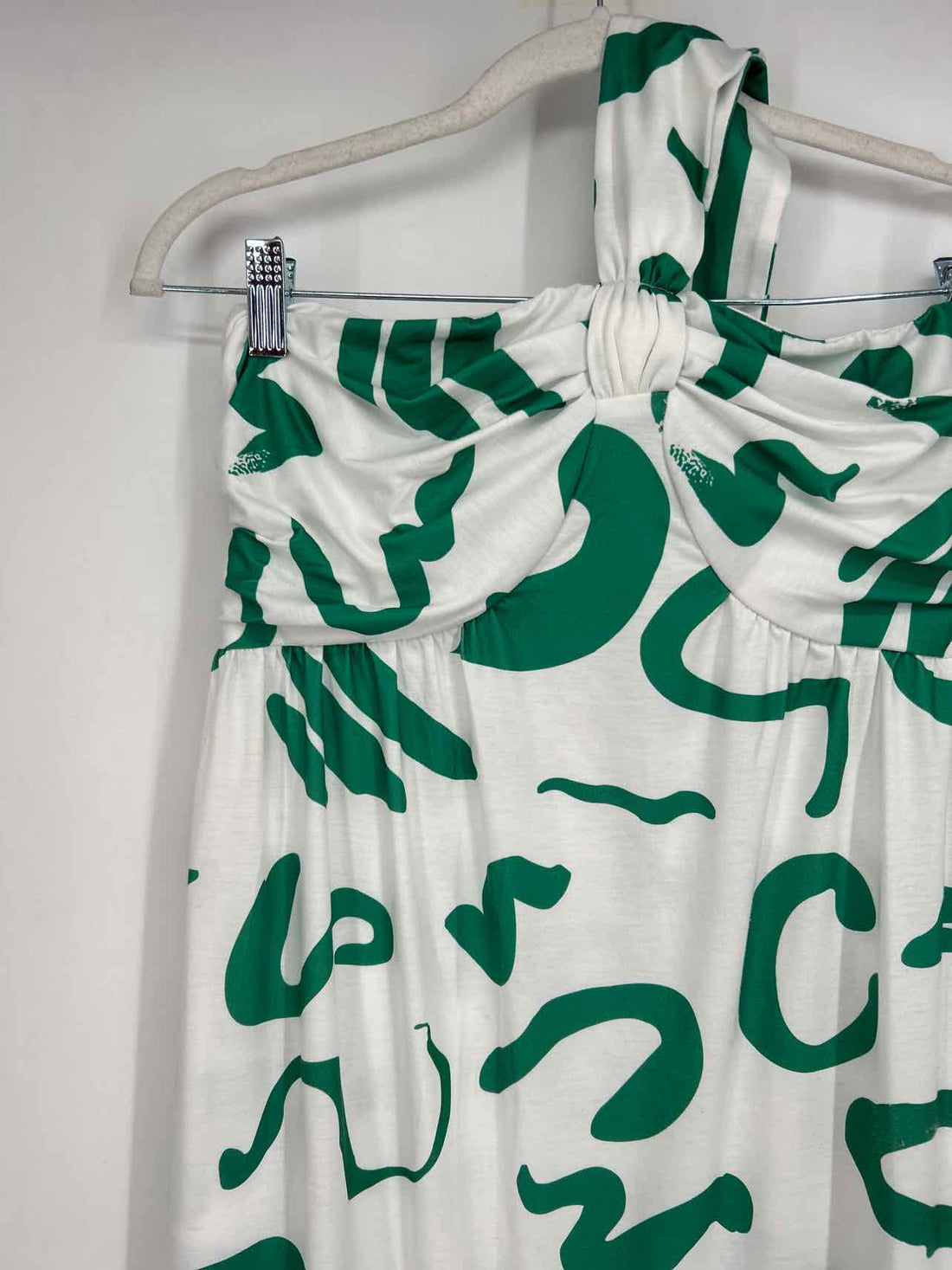 Grace Karin Size S White & Green One Shoulder Dress