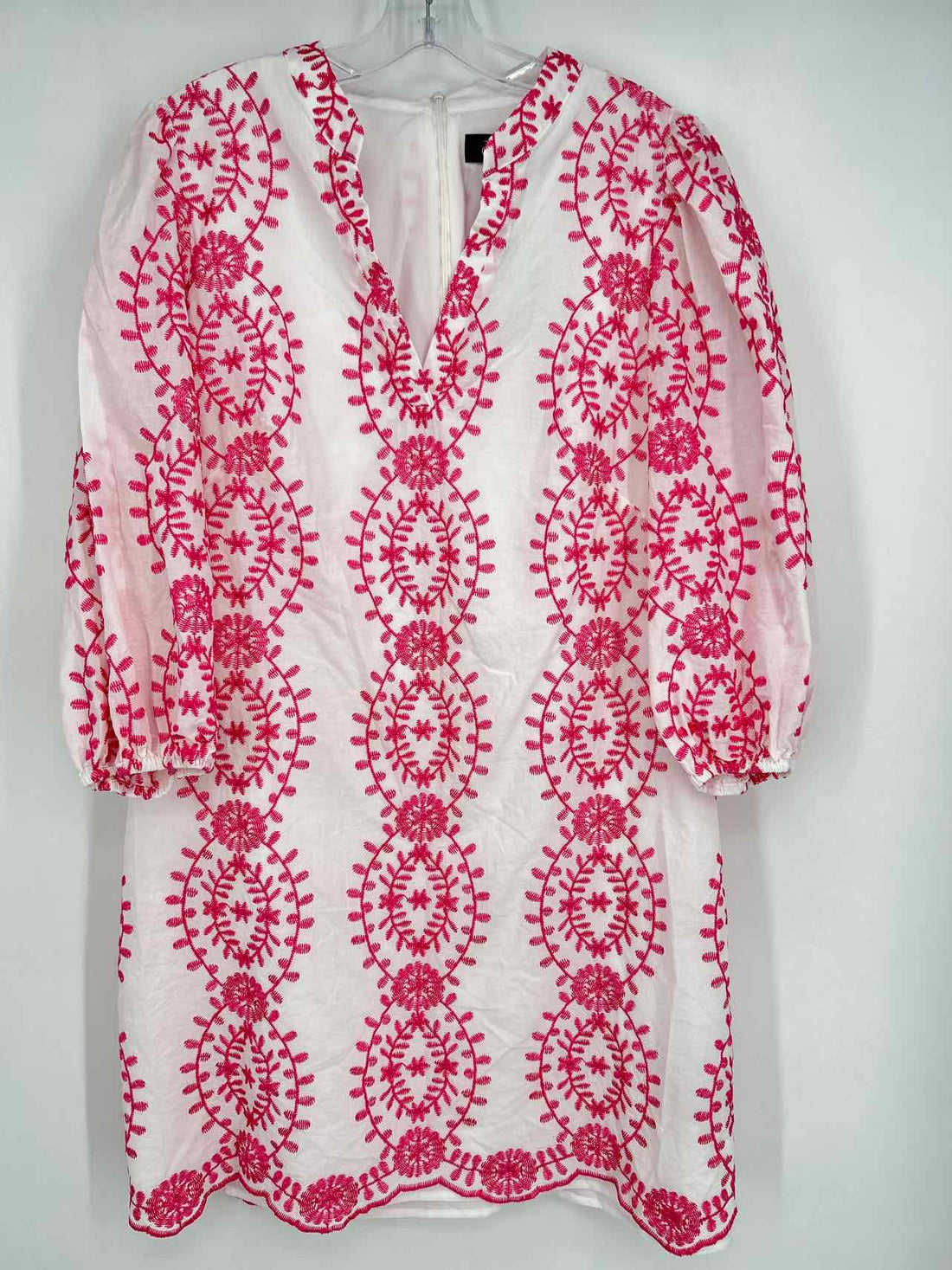 Jessica Howard Size 16 White & Hot Pink Embroidered Dress