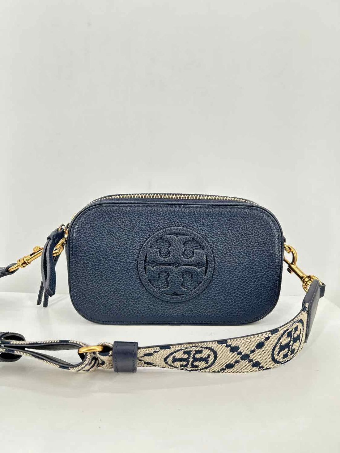Tory Burch Navy Pebbled Leather Crossbody