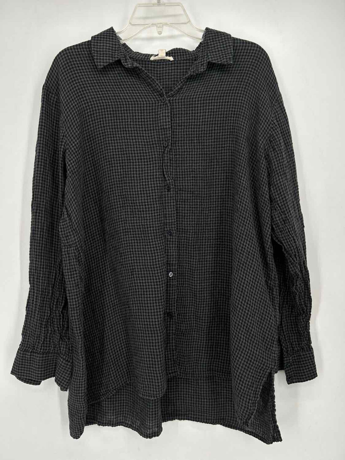 Eileen Fisher Size L Gray Checkered Long Sleeve