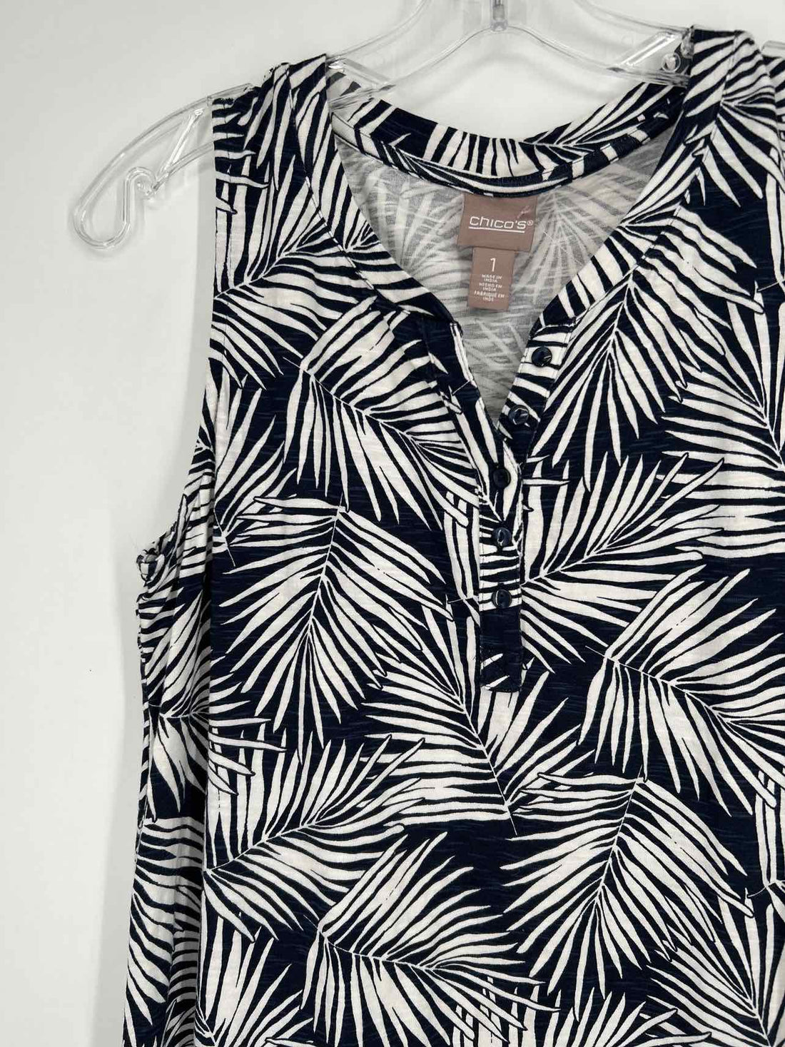 Chicos Size 1/S Navy & White Sleeveless Dress