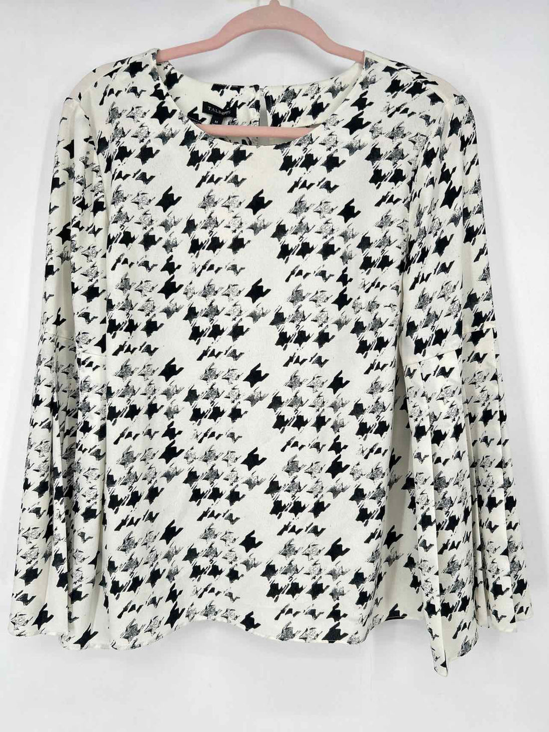 Talbots Size M White & Black Print Long Sleeve
