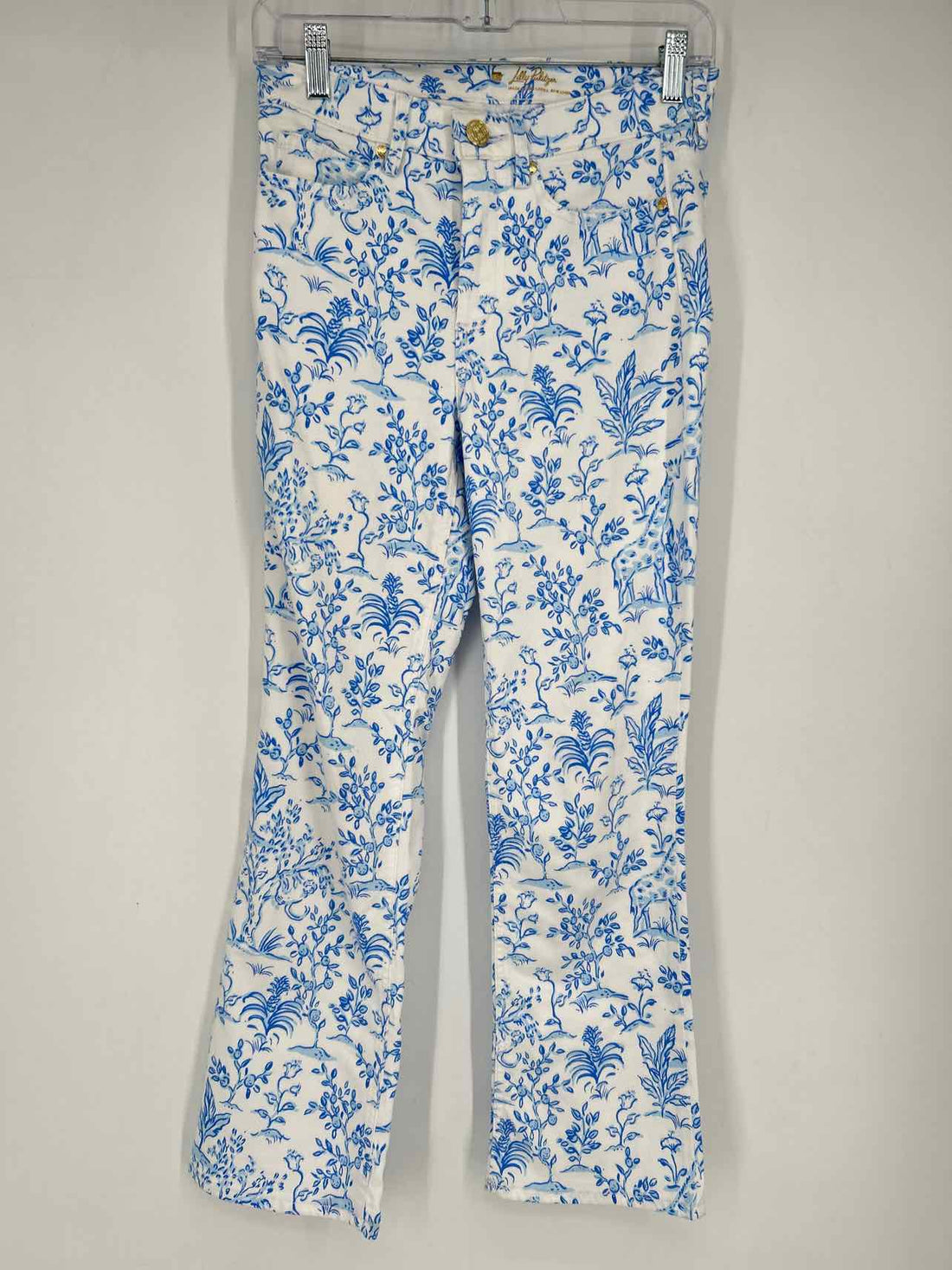 Lilly Pulitzer 0 White & Blue Print Lilly Pulitzer Pants