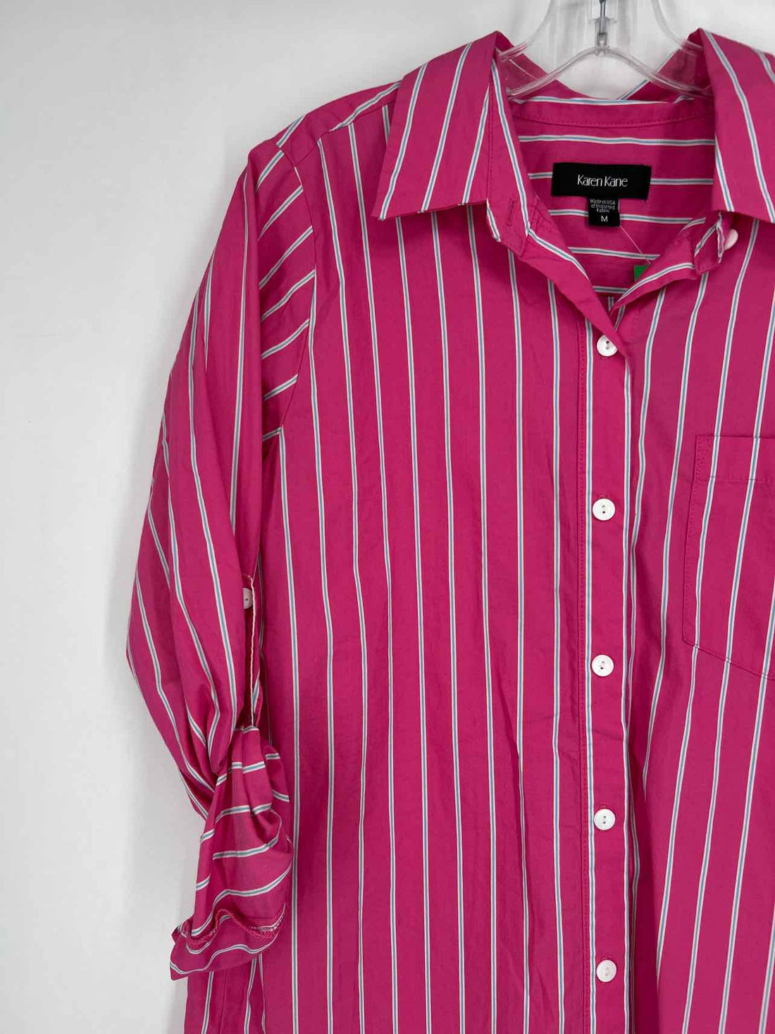 Karen Kane Size M Hot Pink Striped Long Sleeve Dress