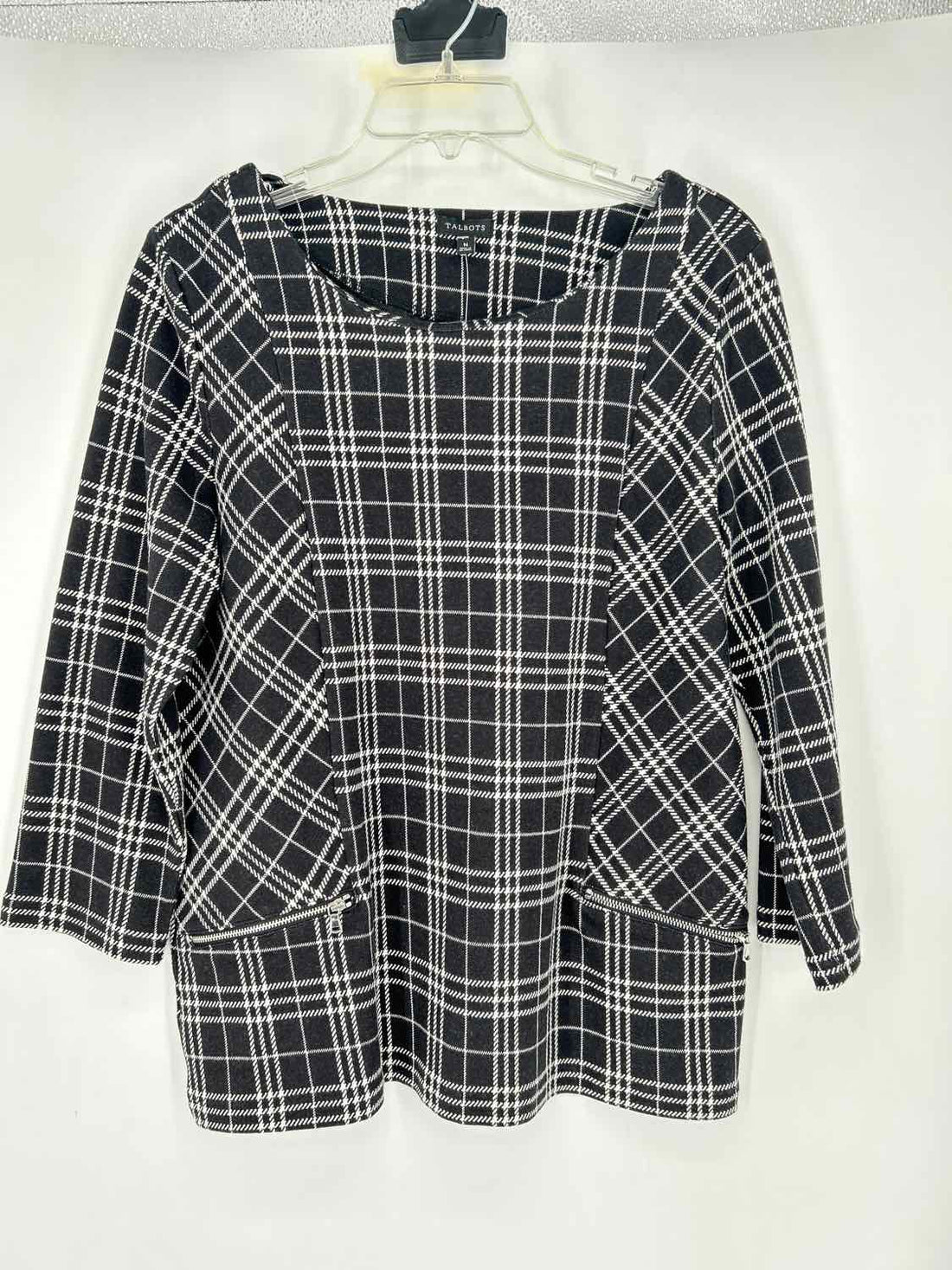 Talbots Size M Black & White Long Sleeve