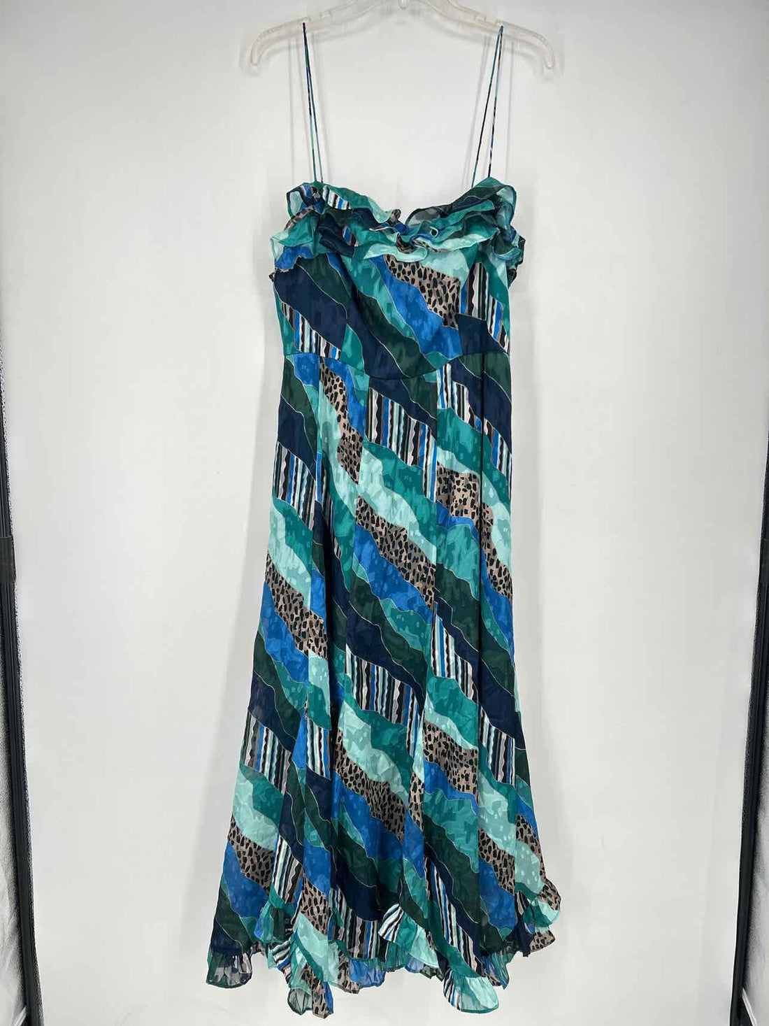 Hutch Size 14 Teal & Blue Print Sleeveless Maxi