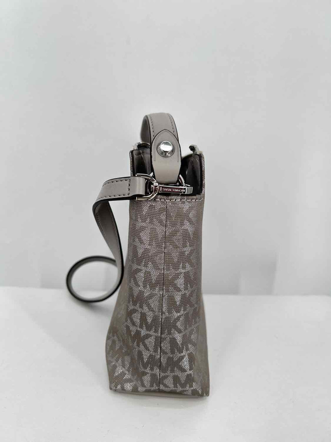 Michael Kors Silver Monogram Canvas Pre Owned Crossbody