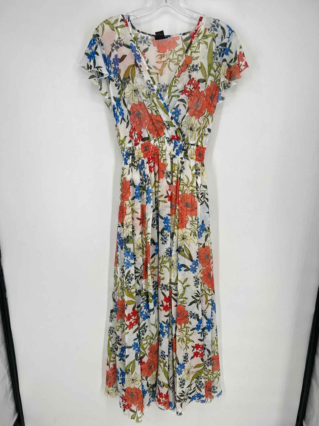 Kate & Lily Size 4 White Floral Short Sleeve Dress