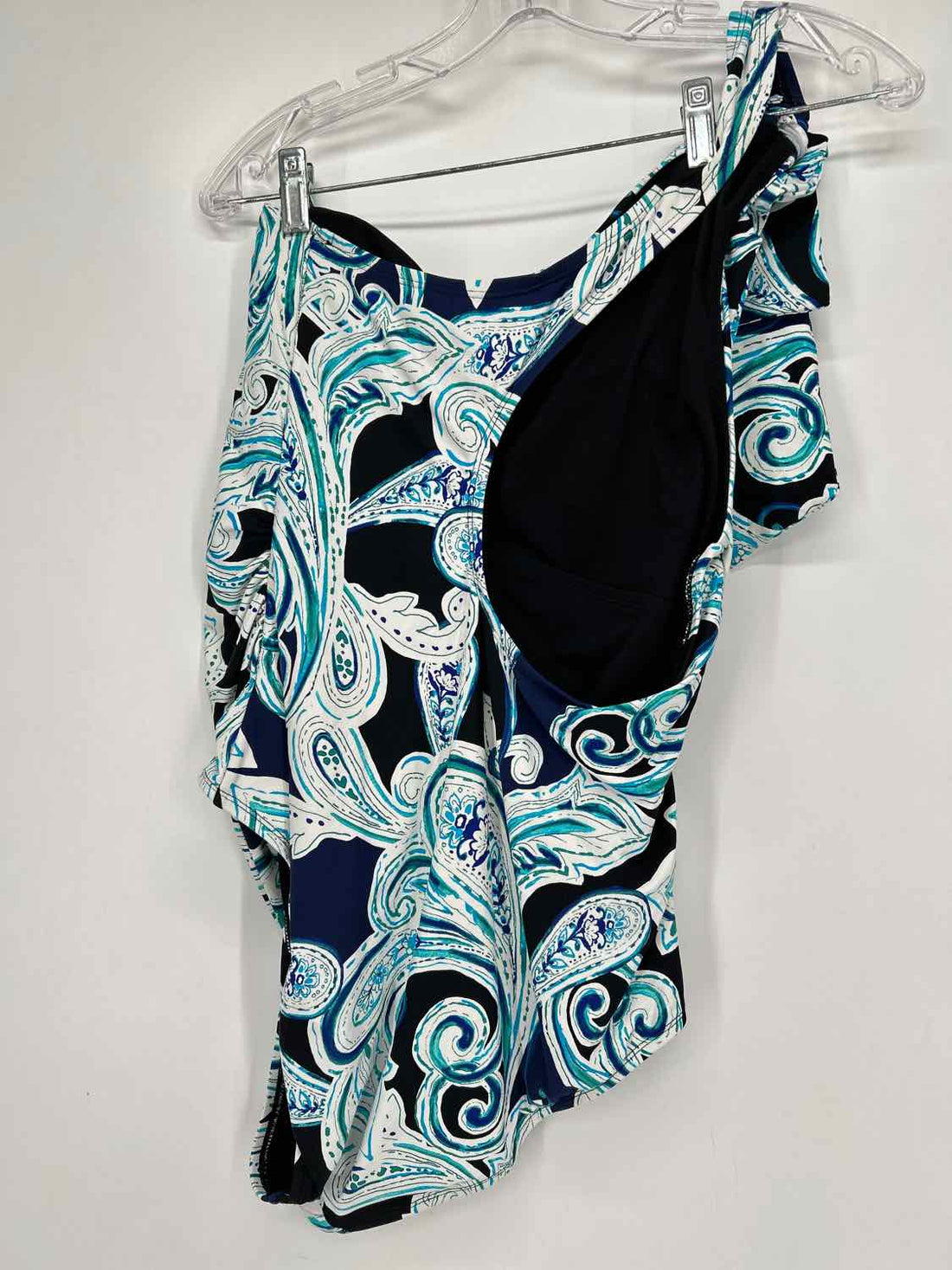 APT 9 Size XL Black & Blue Print One Shoulder Swimsuit 1 Piece