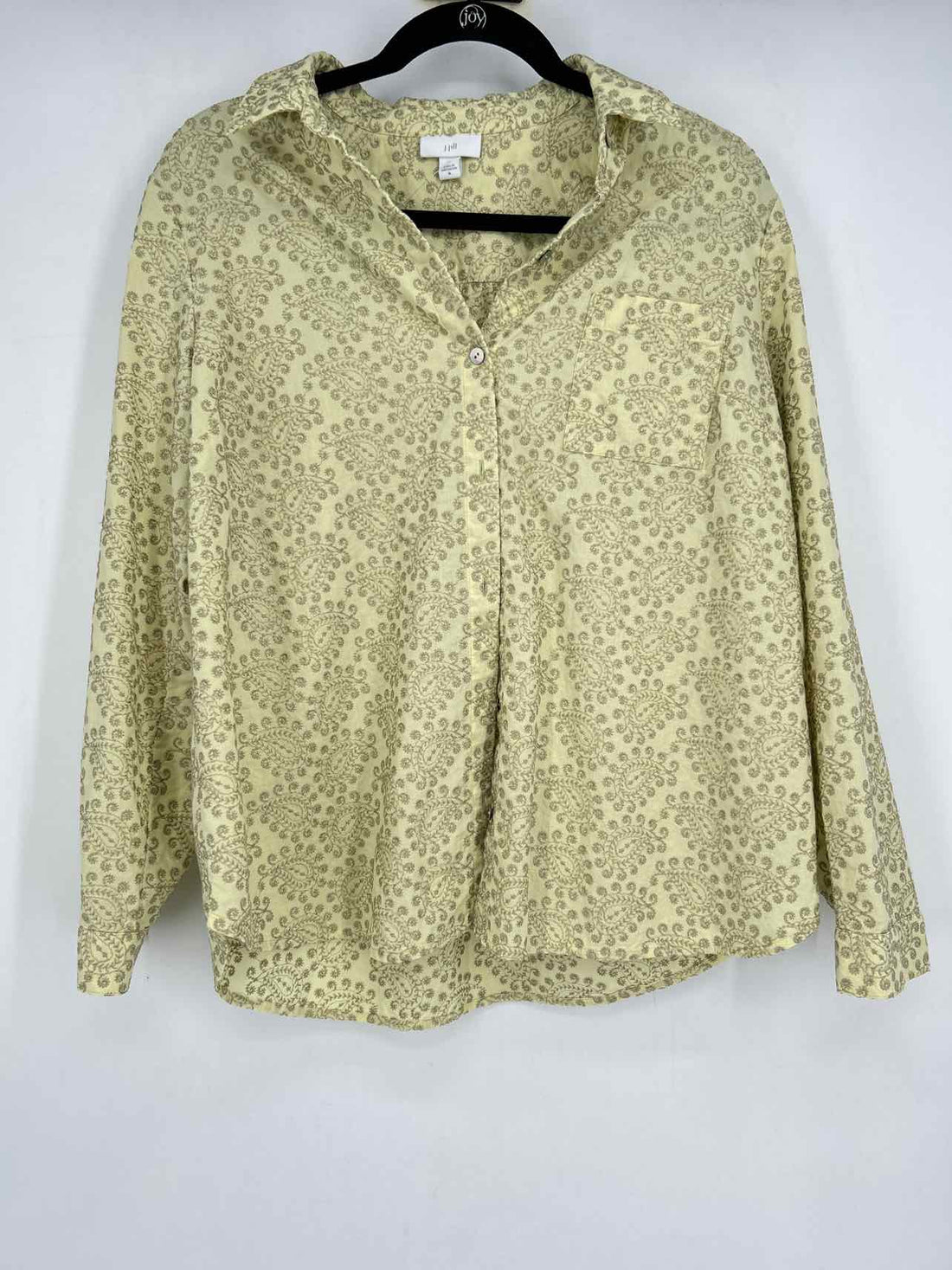 J Jill Size M Pale Yellow Embroidered Long Sleeve
