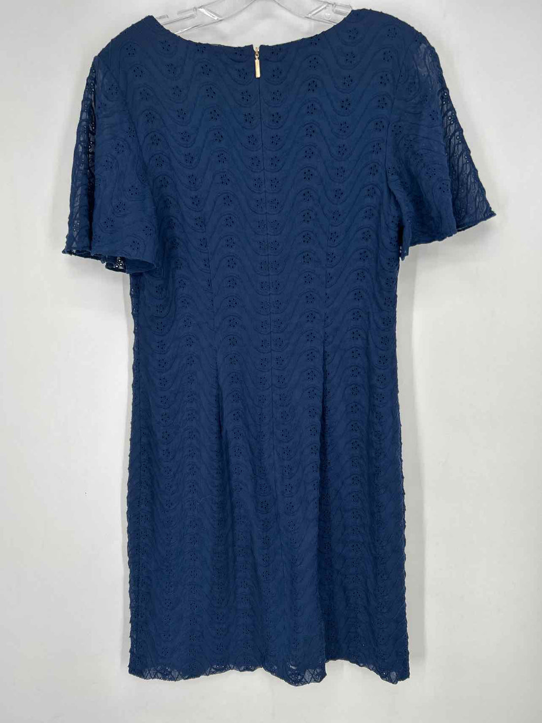 Karl Lagerfeld Size 6 Navy Eyelet Short Sleeve Dress