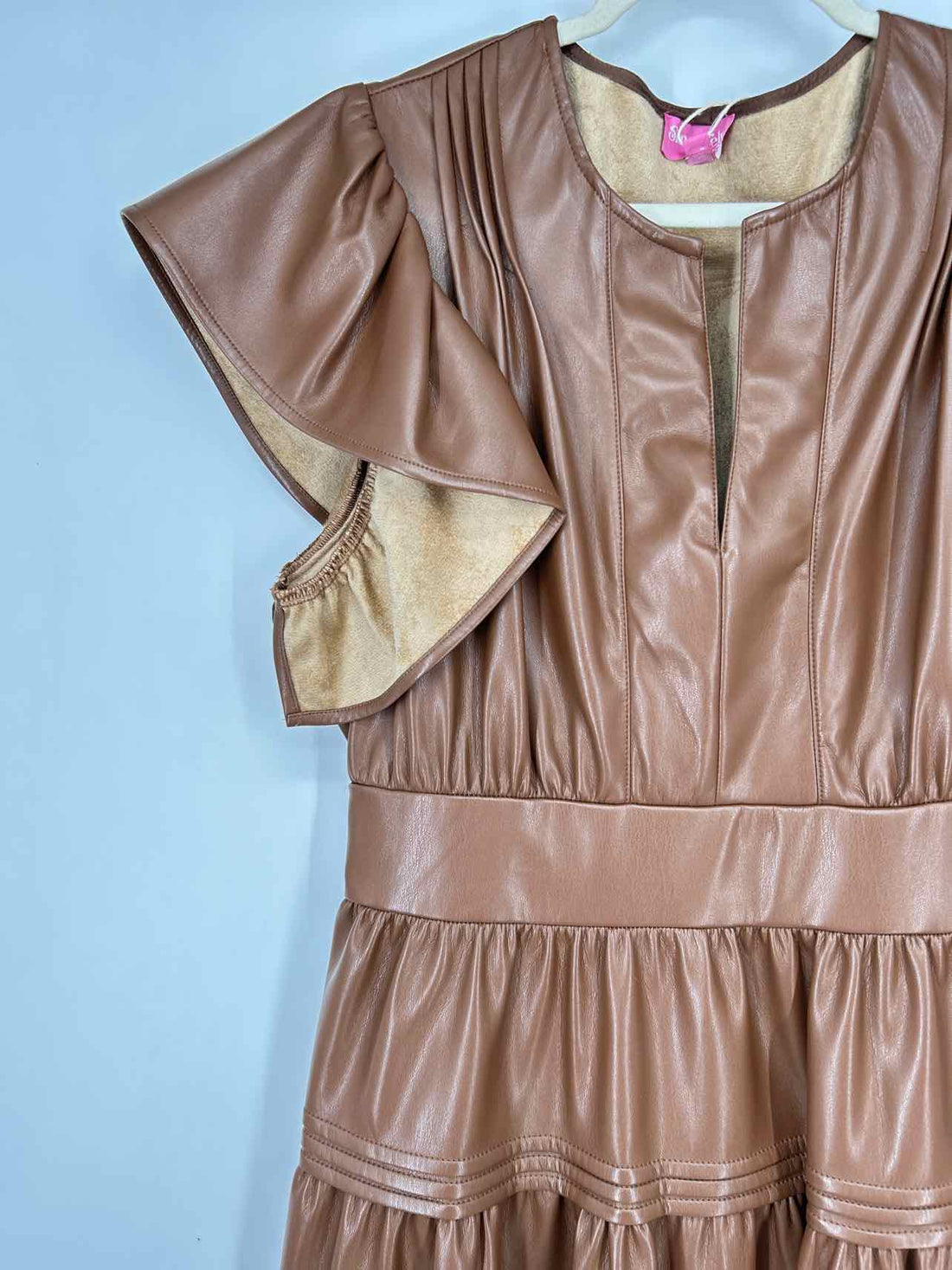 Sincerely Ours L Brown Faux Leather New Boutique Dress