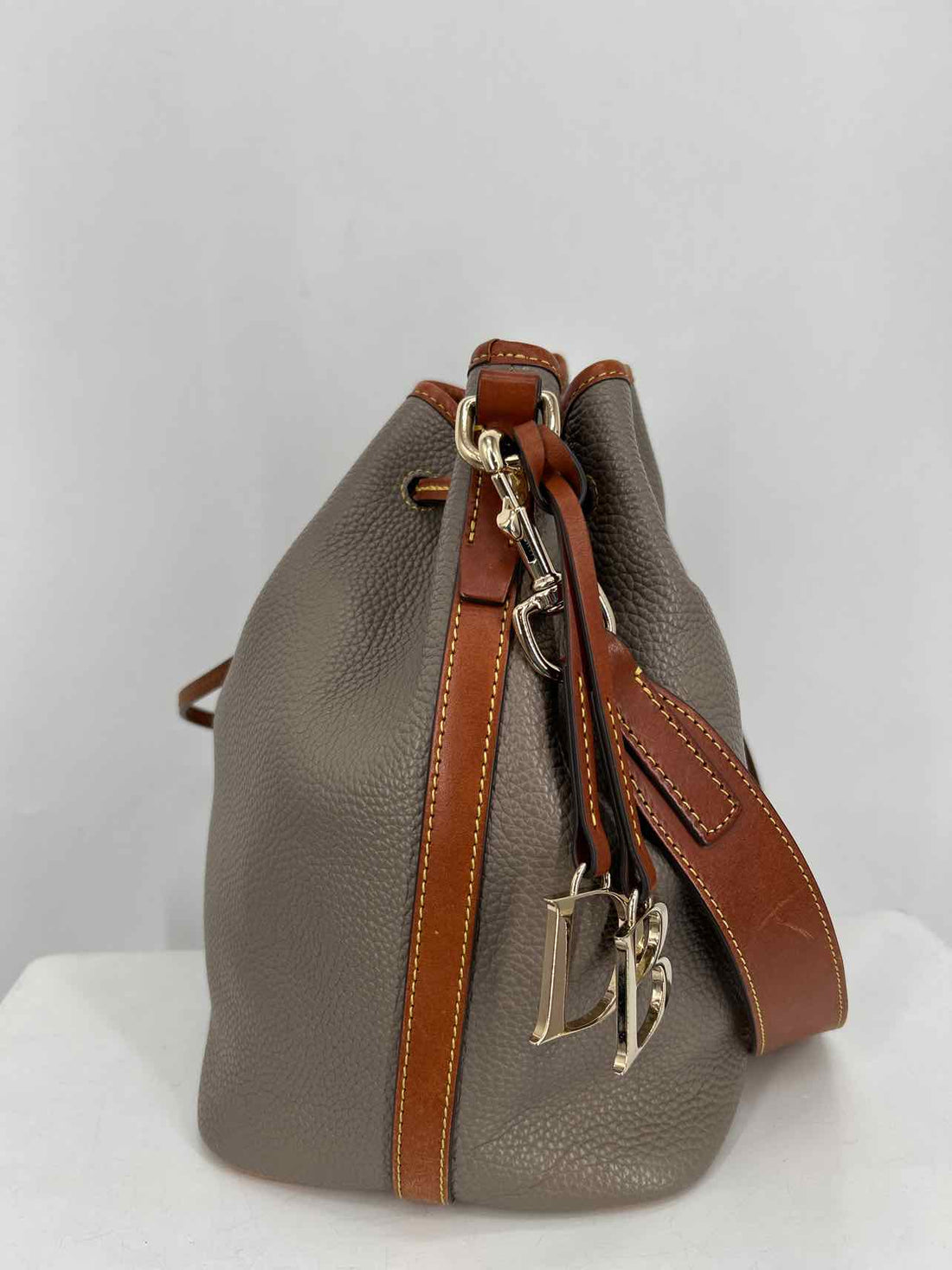 Dooney & Bourke large Grey Pebbled Leather Bucket Bag