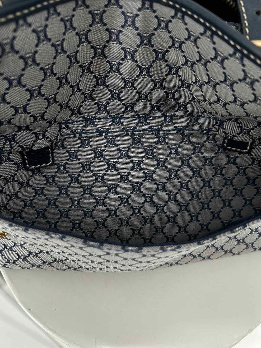 Celine Navy Print Vintage As Is Tote