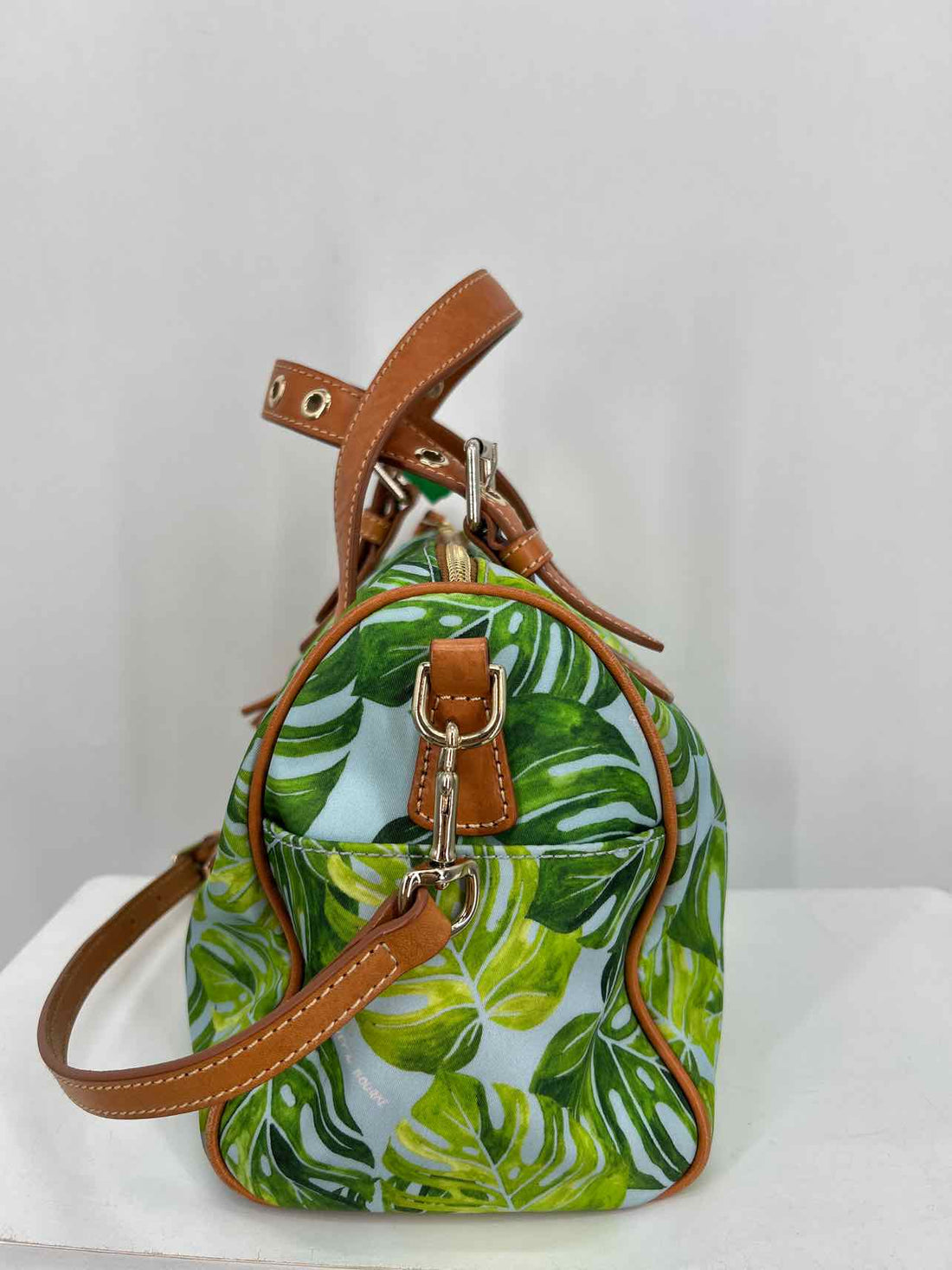 Dooney & Bourke Monstera Leaf Print Nylon/Leather Pre Owned Satchel