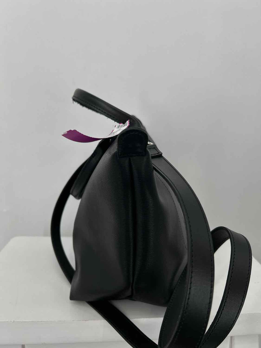 LongChamp Black Coated Canvas Satchel