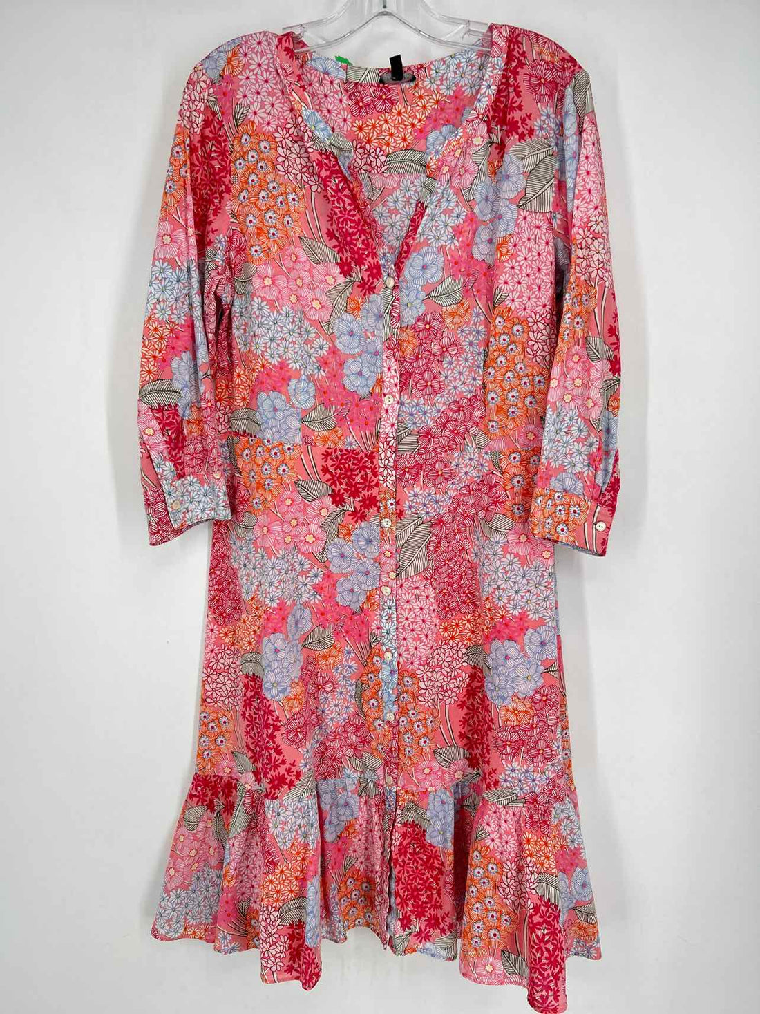 Talbots Size 12 Pink Floral Long Sleeve Dress