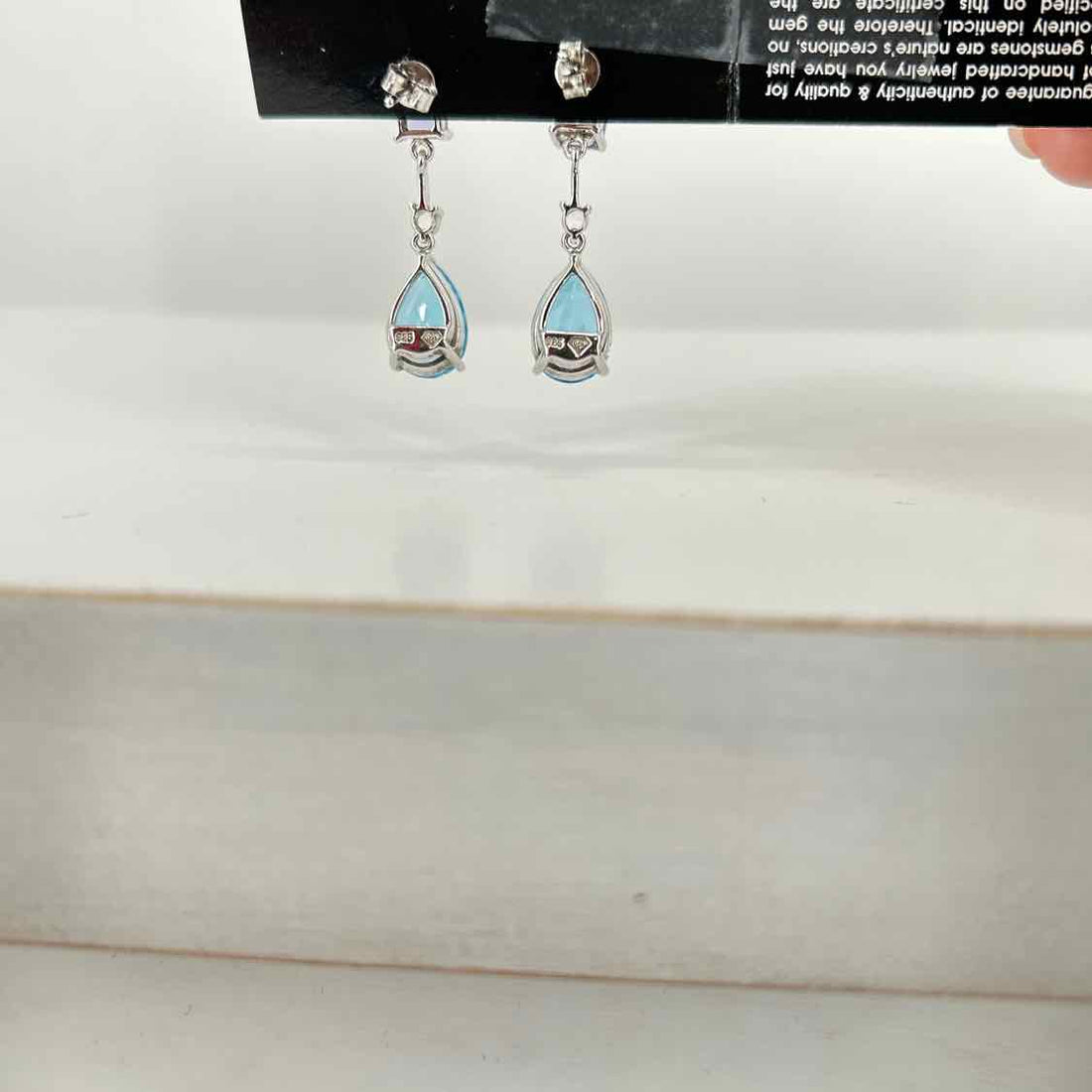 Gems TV 925 Blue Topaz Silver Earrings