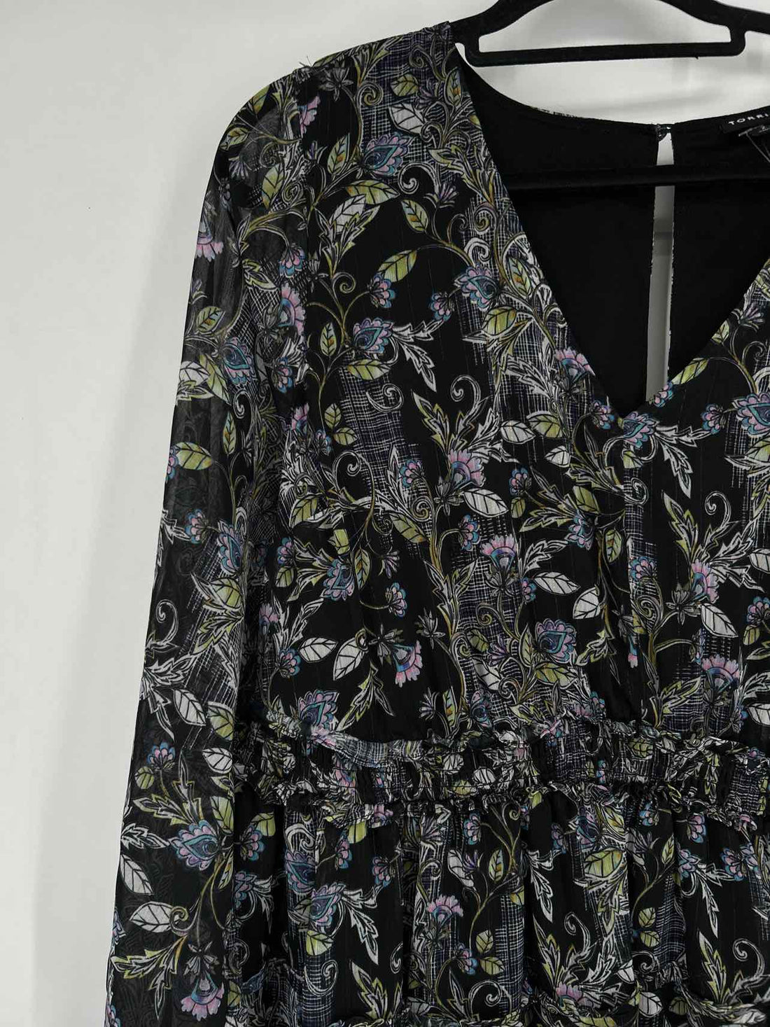 Torrid Size 2X Black Floral Long Sleeve Dress