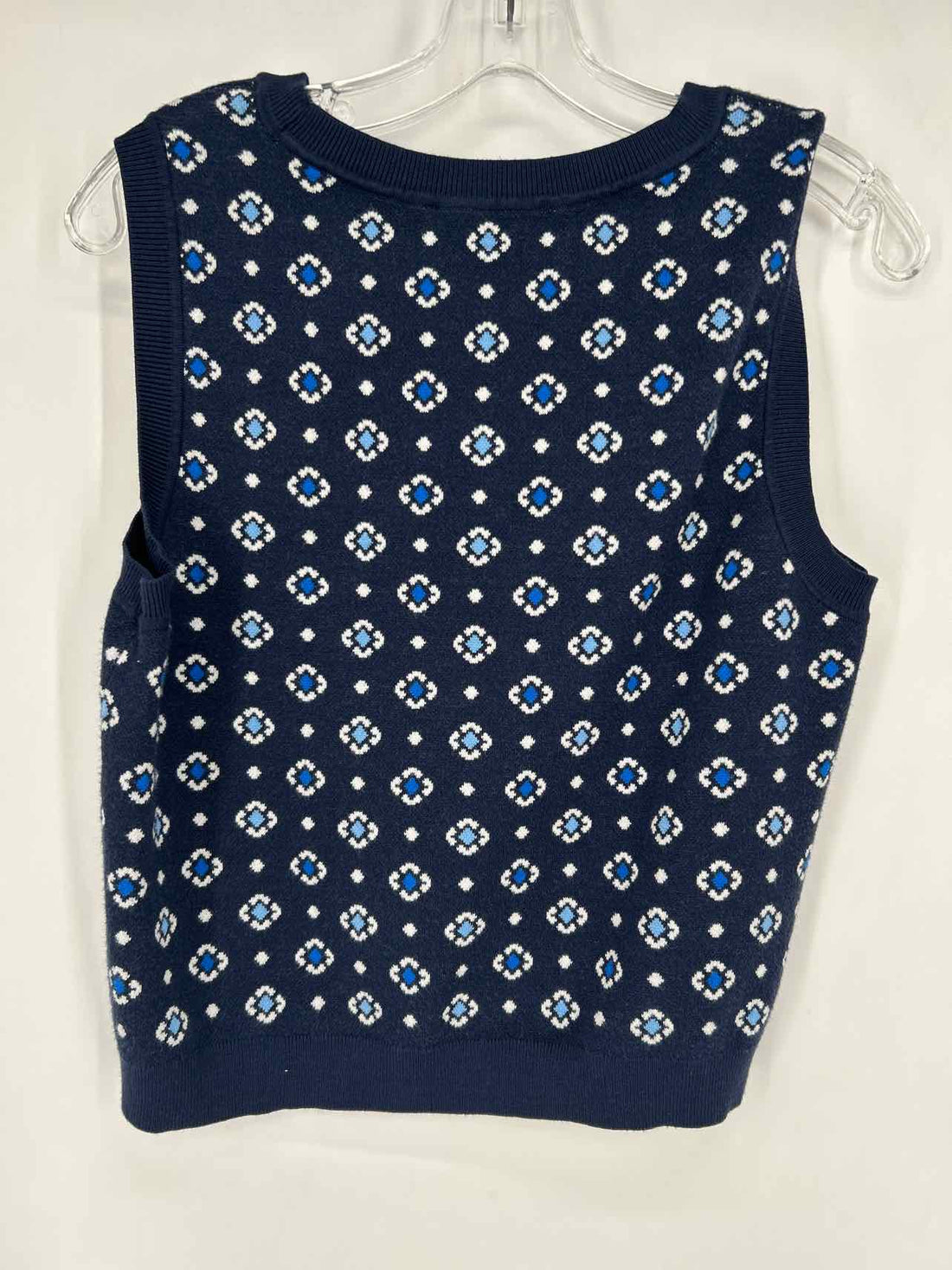 Loft Size M Navy & White Print Sweater Vest