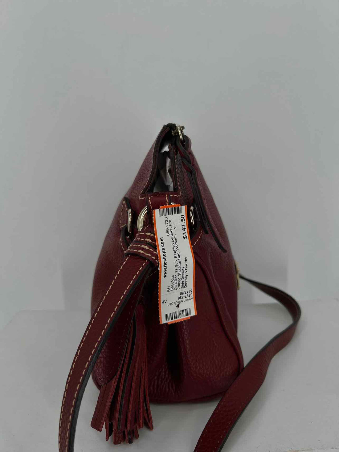 Dooney & Bourke Dark Red Pebbled Leather Pre Owned Shoulder