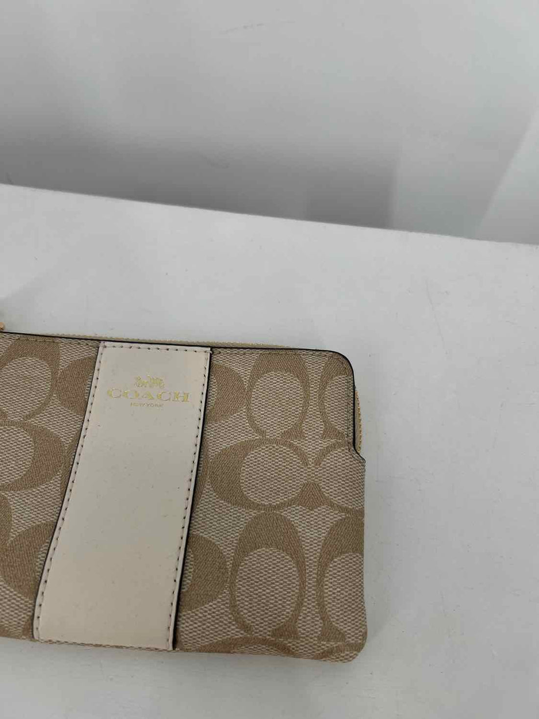 Coach Beige & White Coated Canvas Wallet