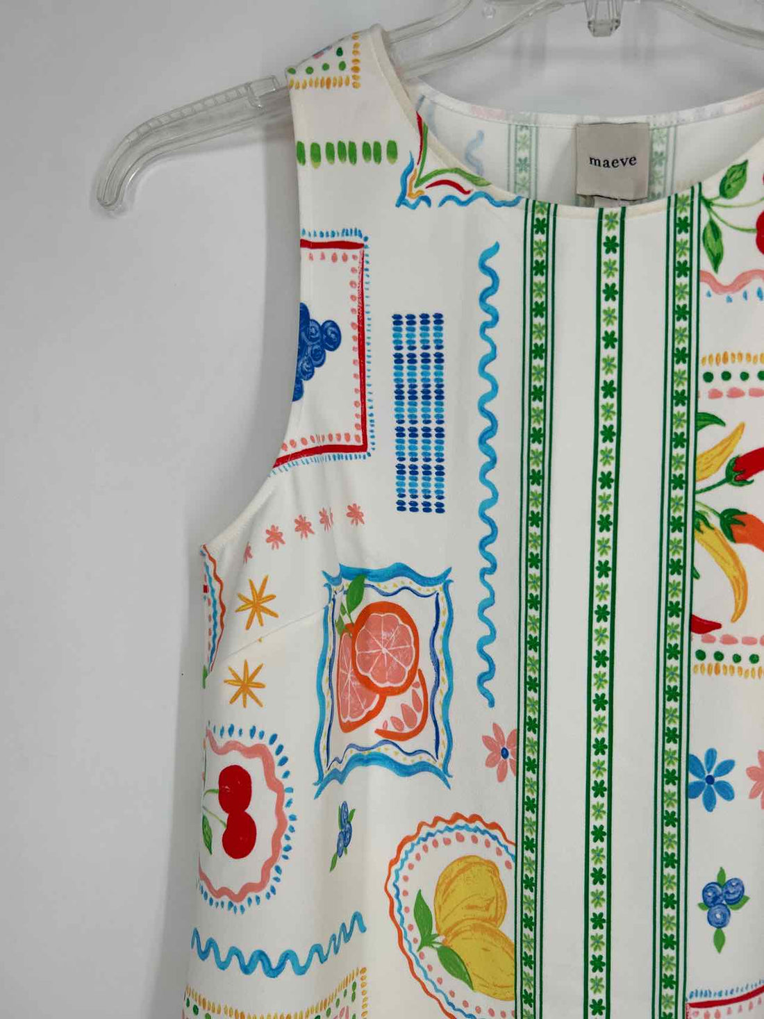 Maeve Size S White Print Sleeveless Dress