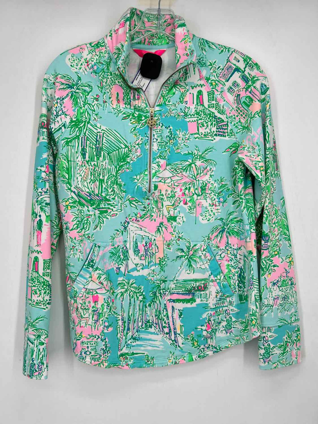 Lilly Pulitzer XS Blue & Green Print Long Sleeve Lilly Pulitzer Top
