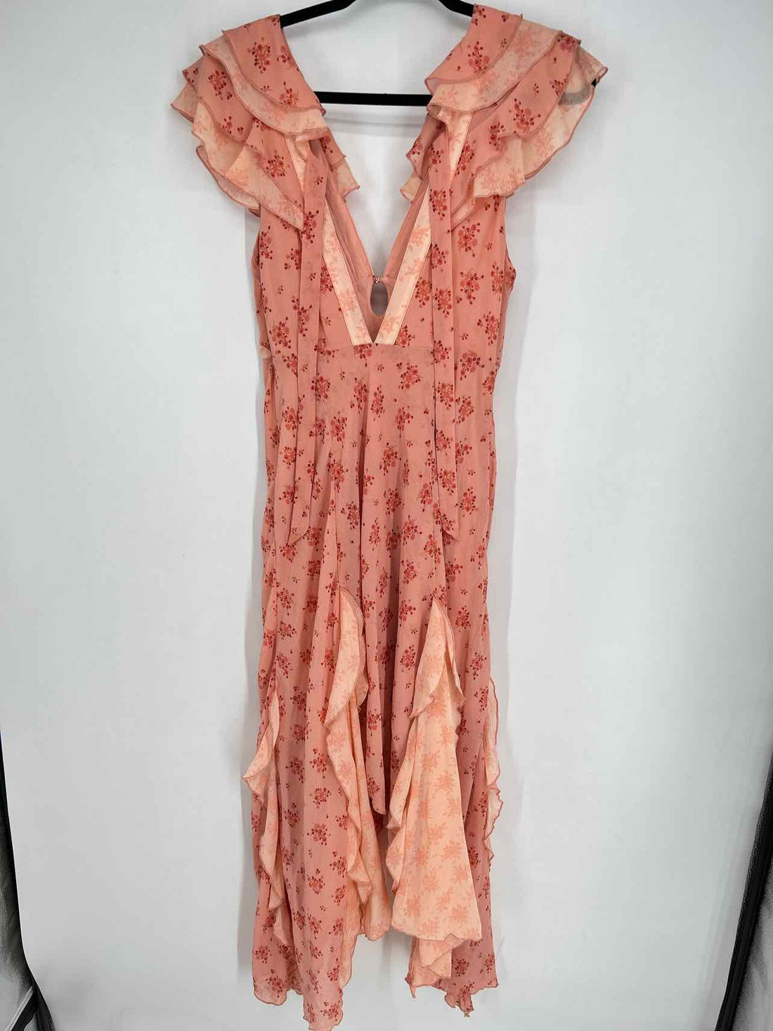 Free People Size S Pink Floral Short Sleeve Dress