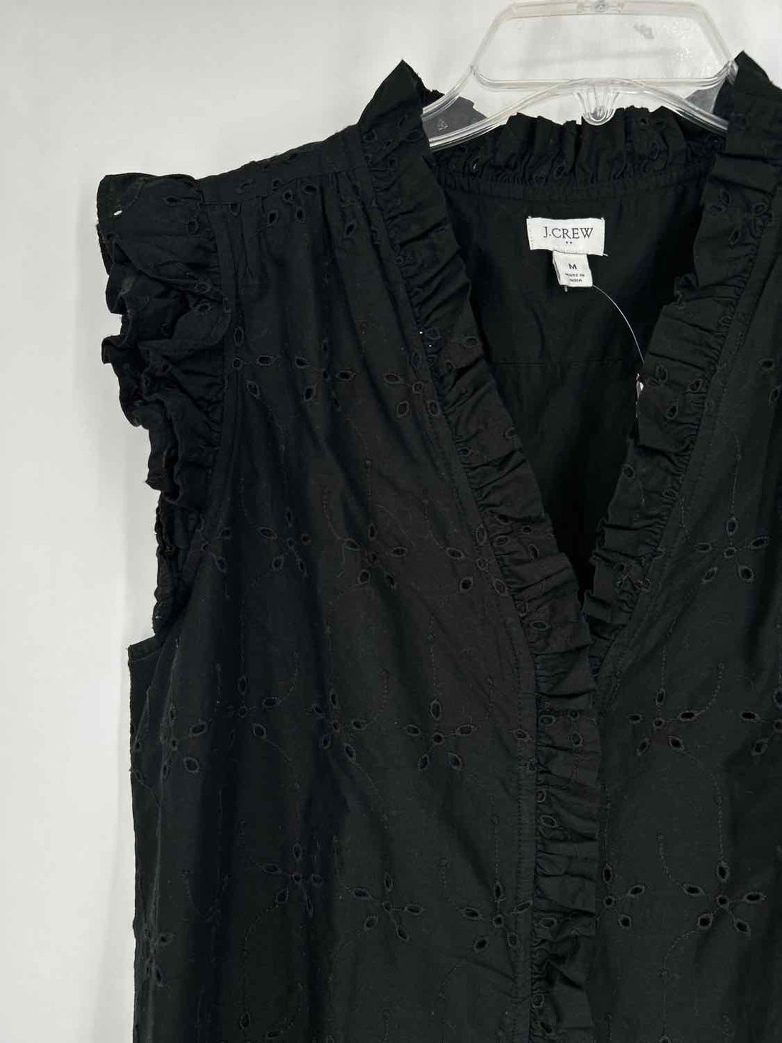 J Crew Size M Black Eyelet Short Sleeve