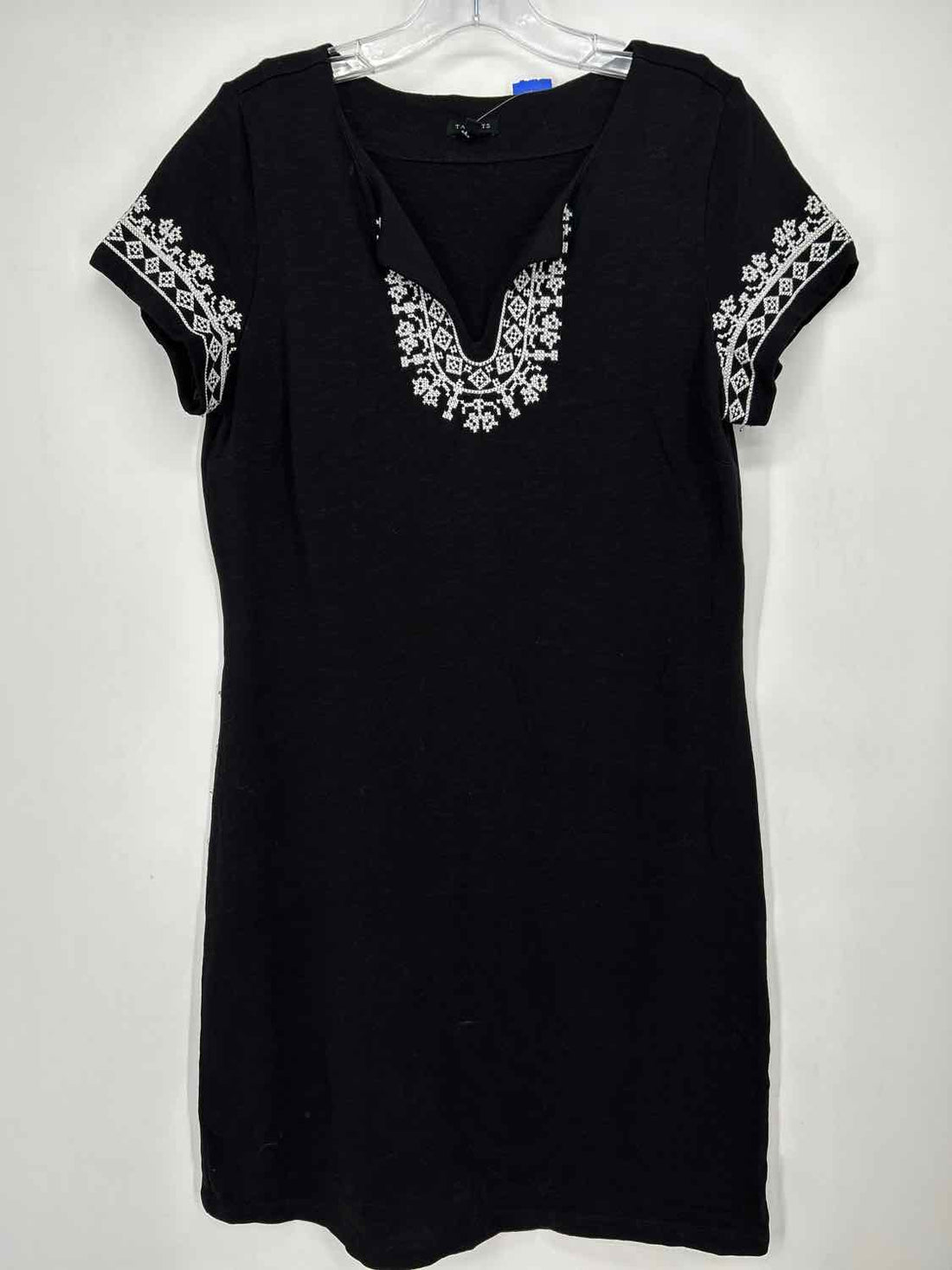 Talbots Size M Black & White Embroidered Short Sleeve Dress