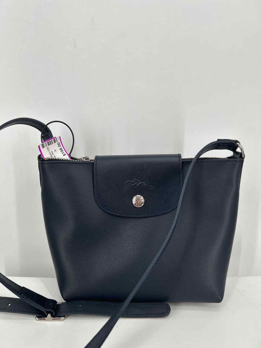 LongChamp Navy Coated Canvas Crossbody