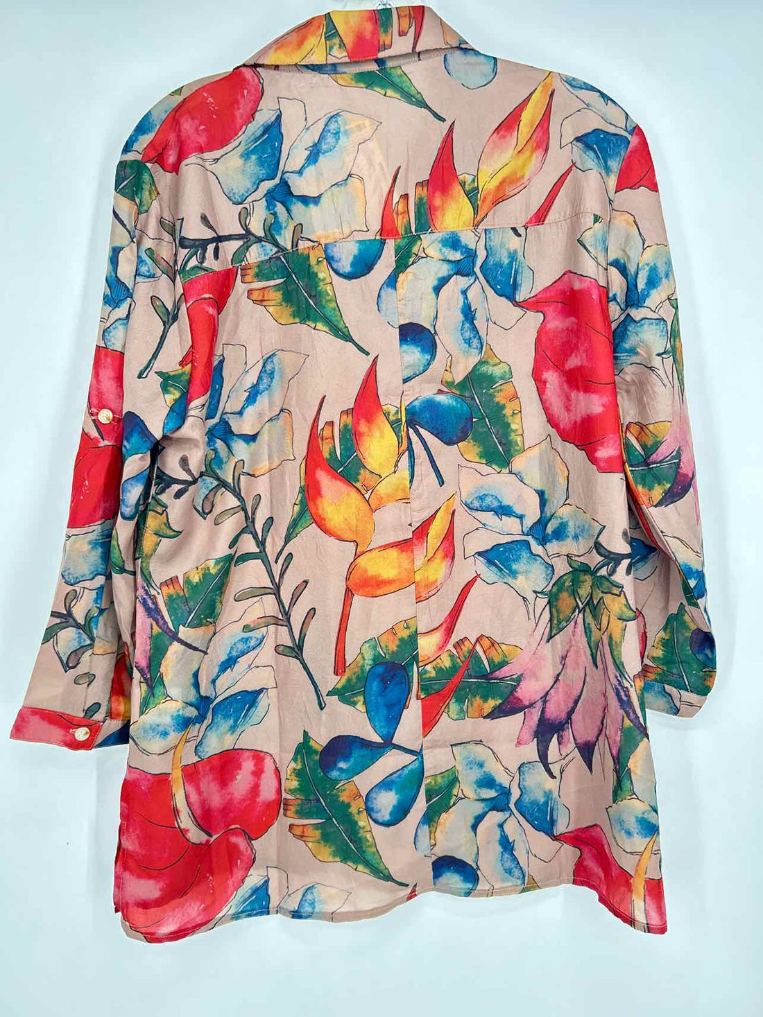 Natural Impressions Size L Tan Floral Long Sleeve