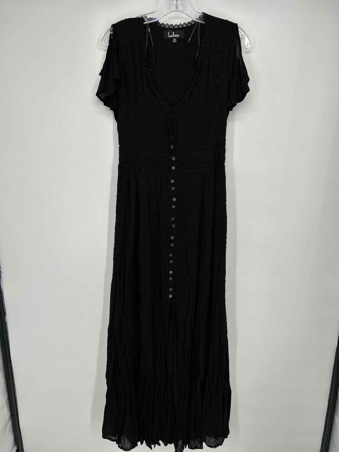 Lulus Size XS Black Swiss Dot Sleeveless Dress
