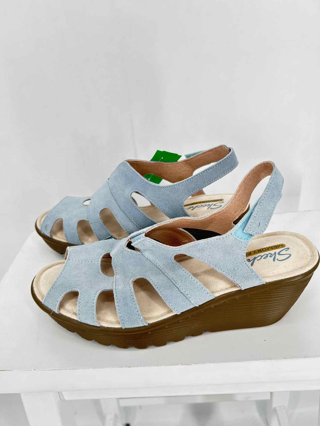 Sketchers Women Size 8.5 Blue Suede Wedges