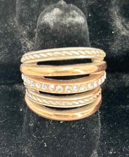 Brighton Size 8 Silver Rhinestone Mixed Metals Ring